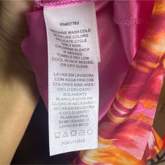 Laundry By Shelli Segal Halter Maxi Dress Size 2 Pink & Orange Pleated - Picture 5 of 7